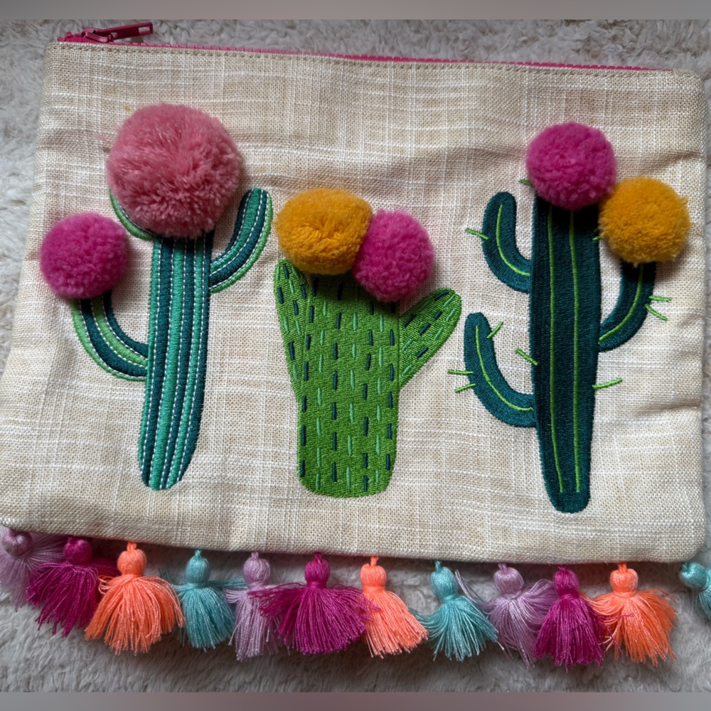 Express Green and Pink Cactus  Pouch